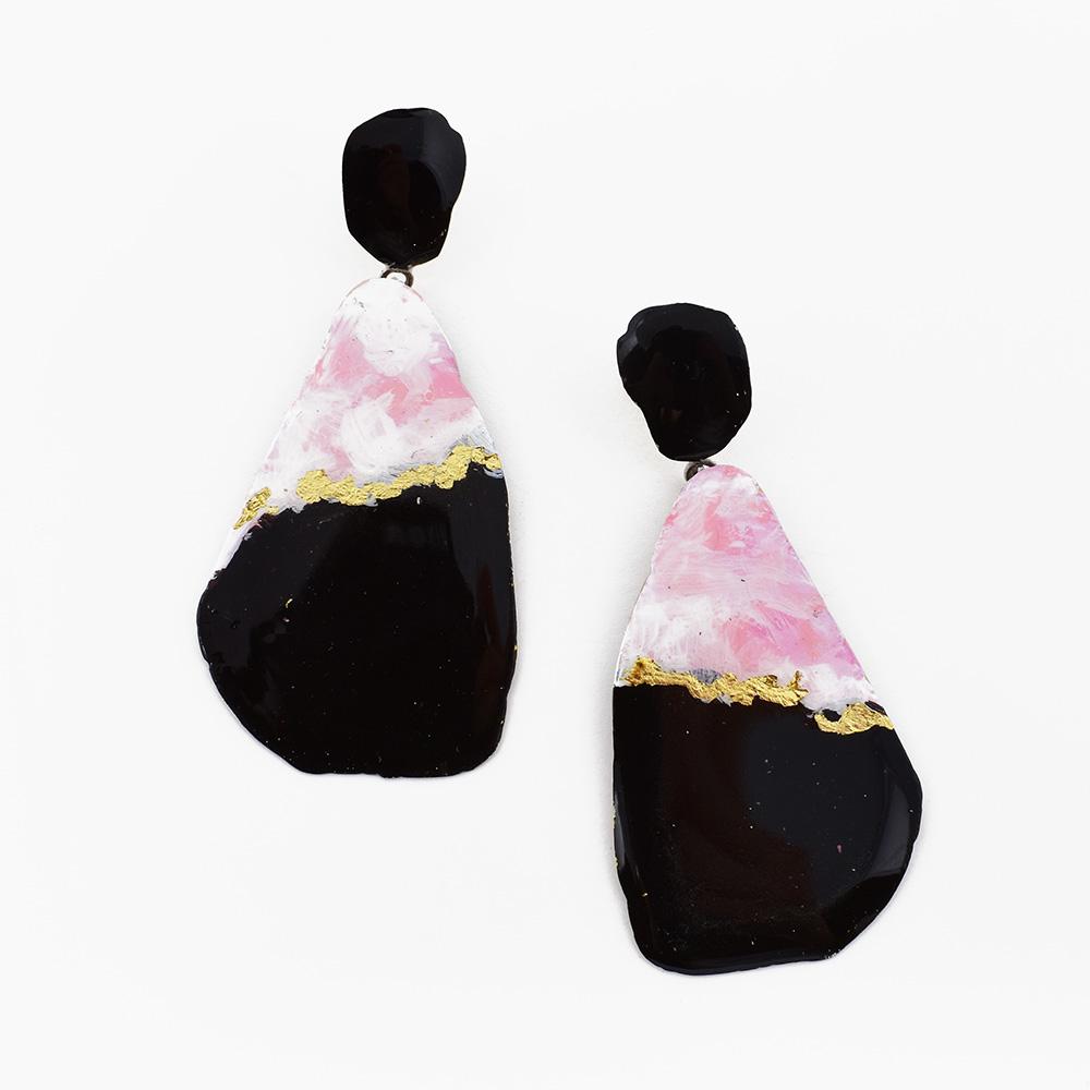 Brush Strokes on Black Earrings