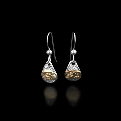 Sterling Silver and 14K Gold Teardrop Bear Earrings - Artina's Jewellery