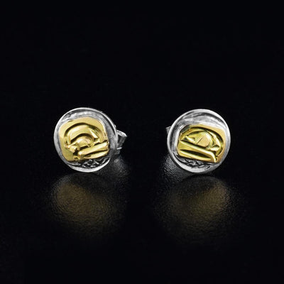 Sterling Silver and 14K Gold Mini Orca Stud Earrings