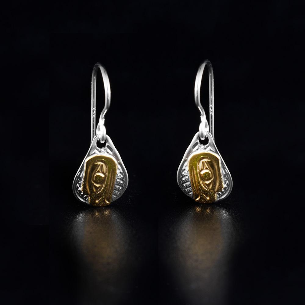 Sterling Silver and 14K Gold Eagle Mini Teardrop Dangle Earrings