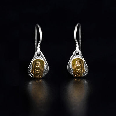 Sterling Silver and 14K Gold Eagle Mini Teardrop Dangle Earrings