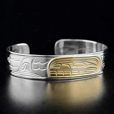 Sterling Silver and 14K Gold Orca Cuff Bracelet