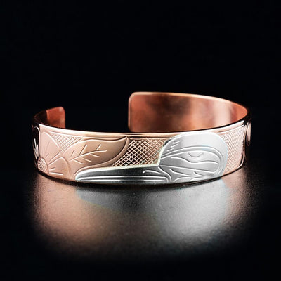 1/2" 14K Gold Hummingbird Cuff Bracelet