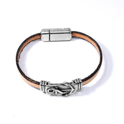 Peach Leather Anchor Bracelet