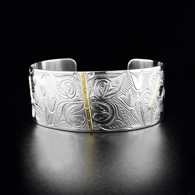 1" Sterling Silver and 14K Gold Butterfly Cuff Bracelet