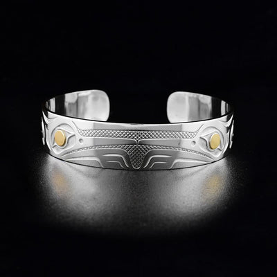 Sterling Silver and 18K Gold Double Hummingbird Cuff Bracelet