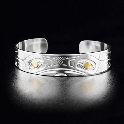 Sterling Silver and 18K Gold Double Frog cuff Bracelet