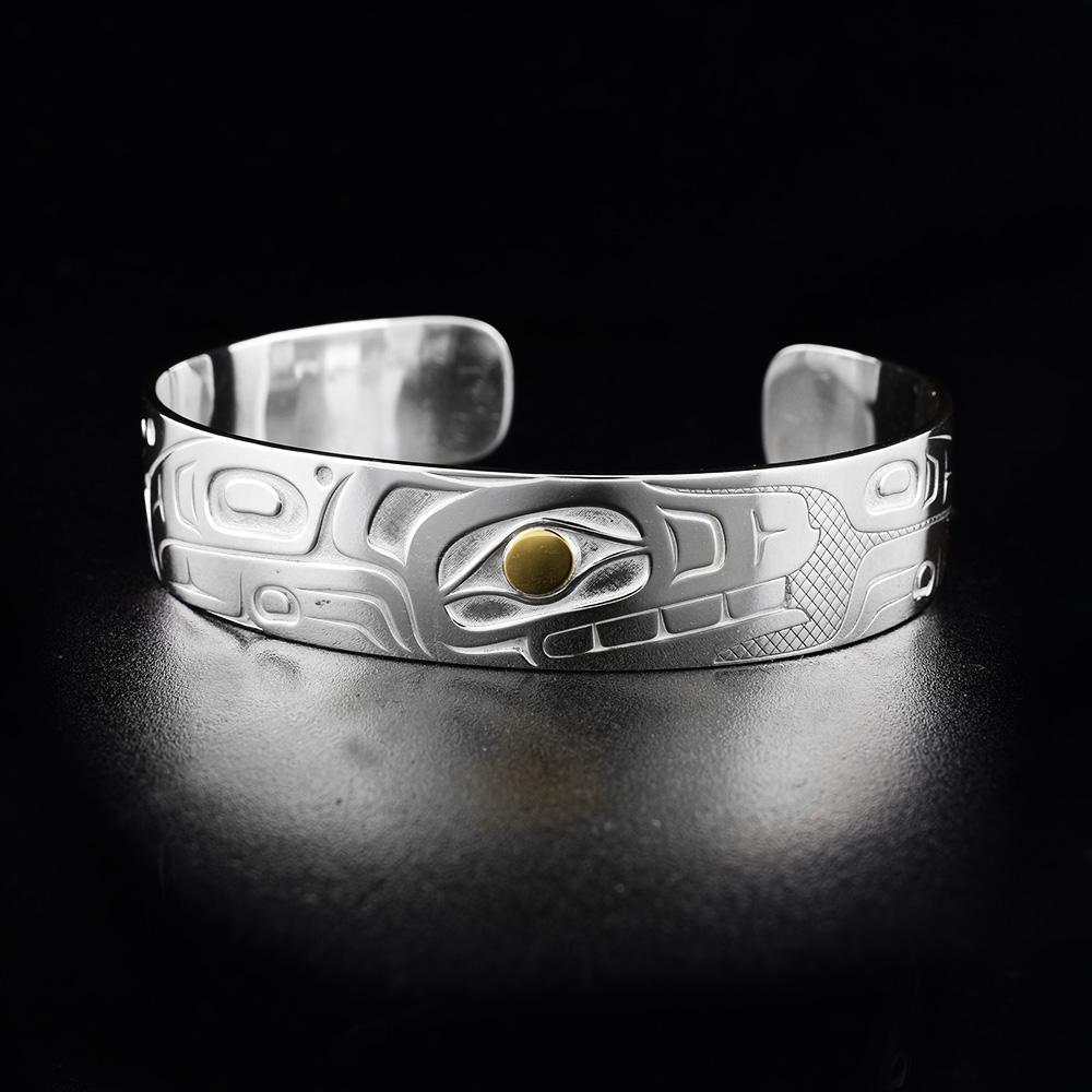 Sterling Silver and 18K Gold Bear Cuff Bracelet