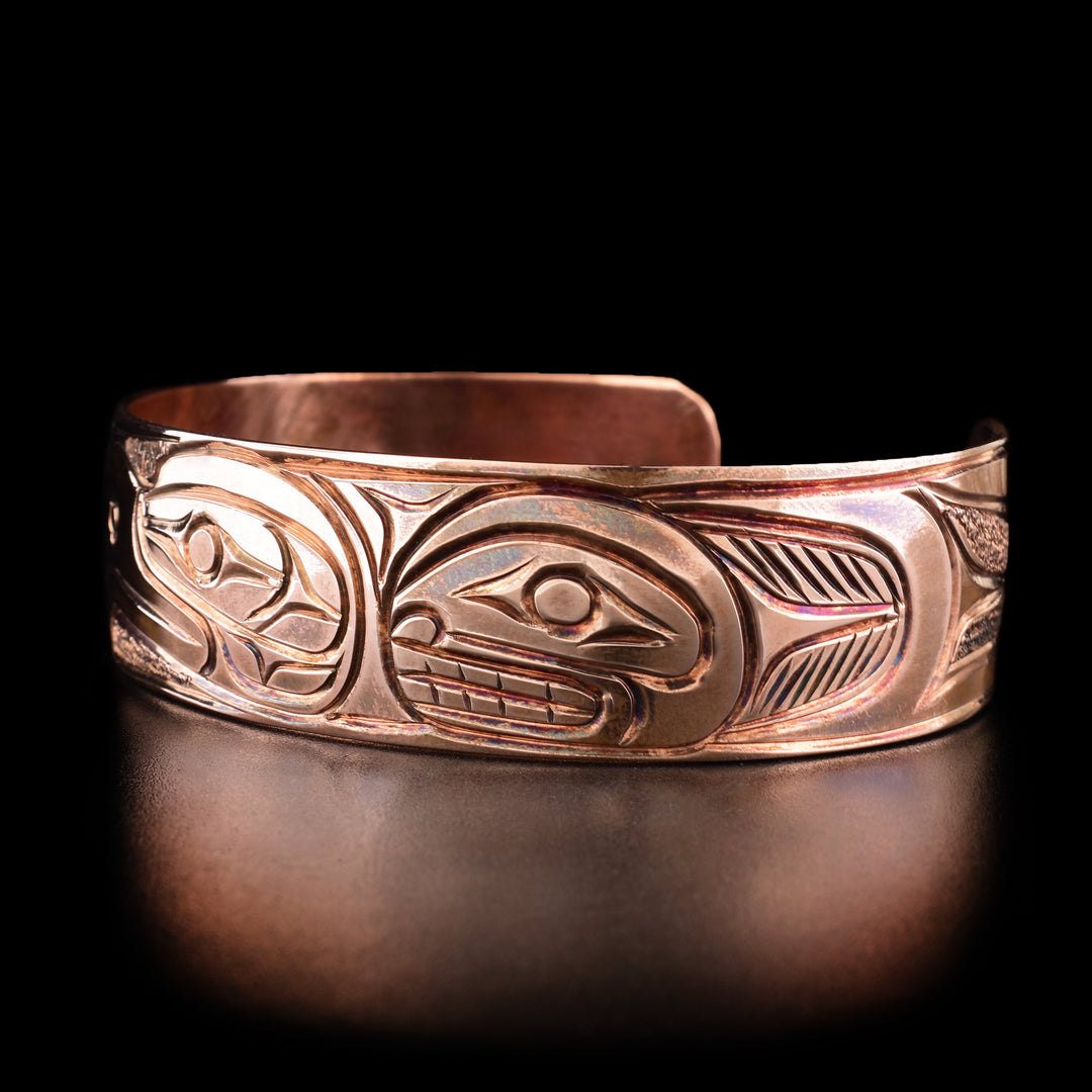 Copper 3/4" Thunderbird and Orca Bracelet - Artina's Jewellery