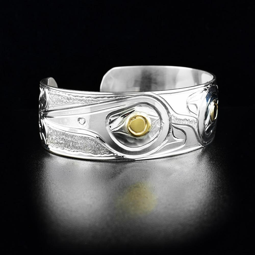 Sterling Silver and 14K Gold 3/4" Hummingbird Bracelet