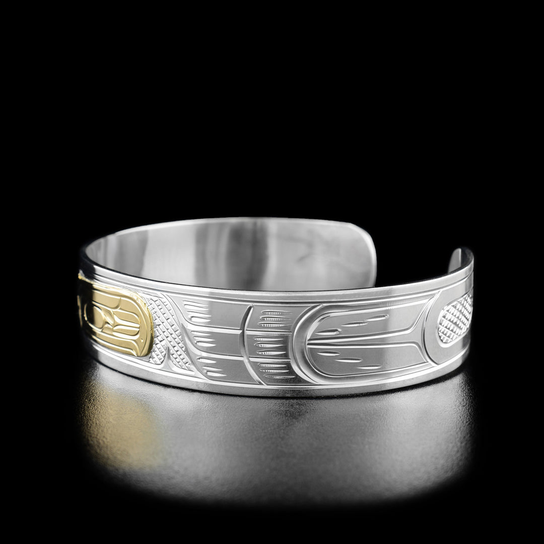 Sterling Silver and 14K Gold 1/2" Raven Bracelet - Artina's Jewellery