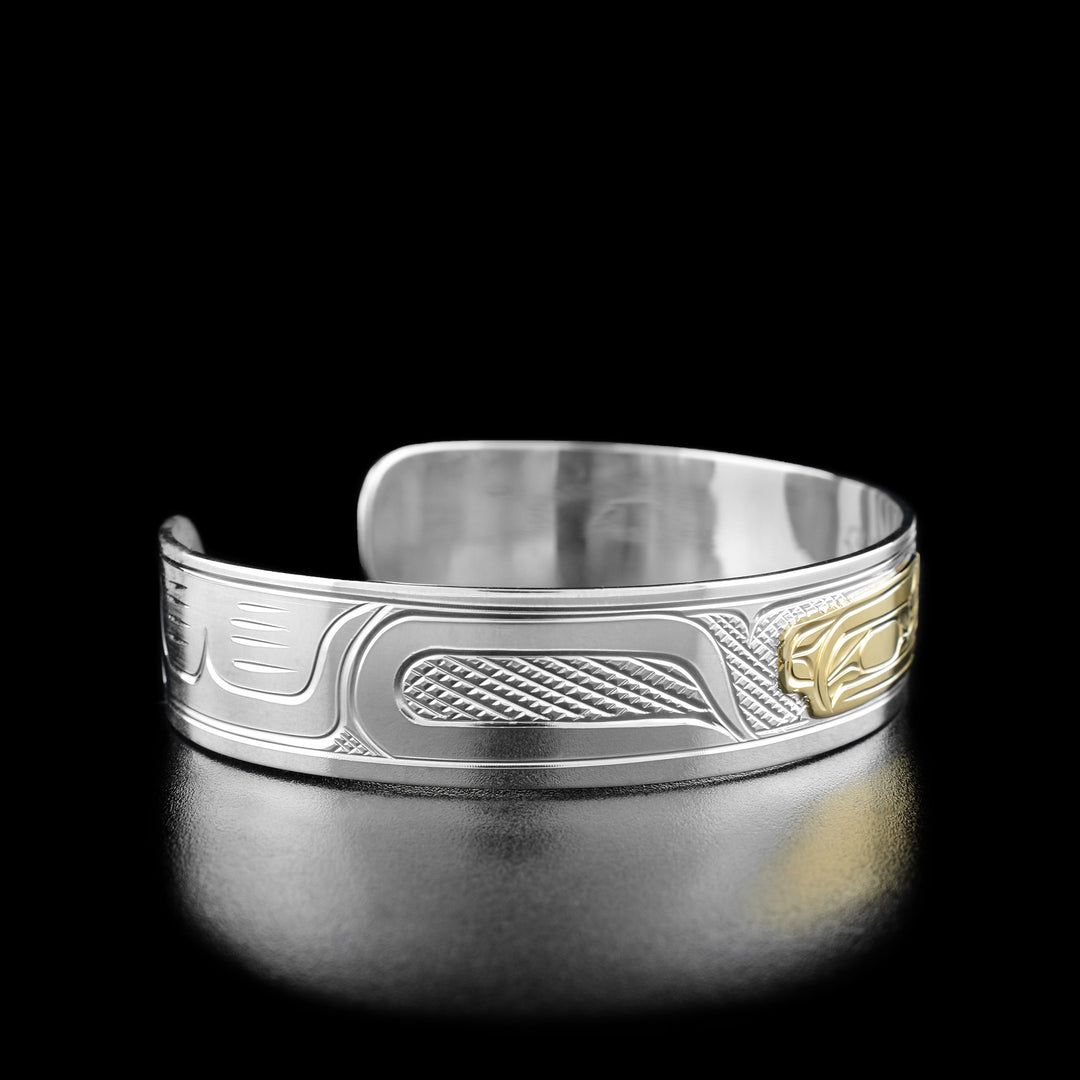Sterling Silver and 14K Gold 1/2" Raven Bracelet - Artina's Jewellery
