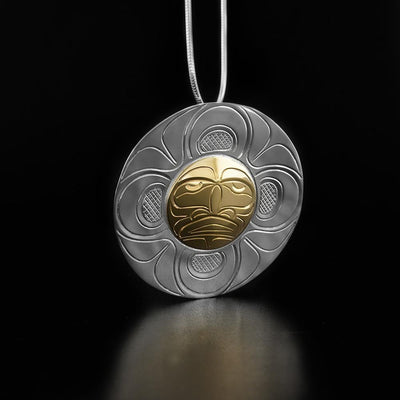 Sterling Silver and 14K Gold Moon Pendant/Pin