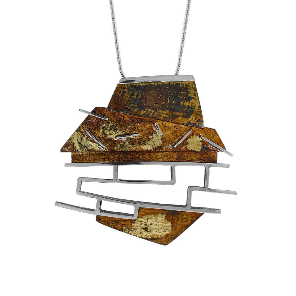 Oxidized Silver Abstract Open Pendant