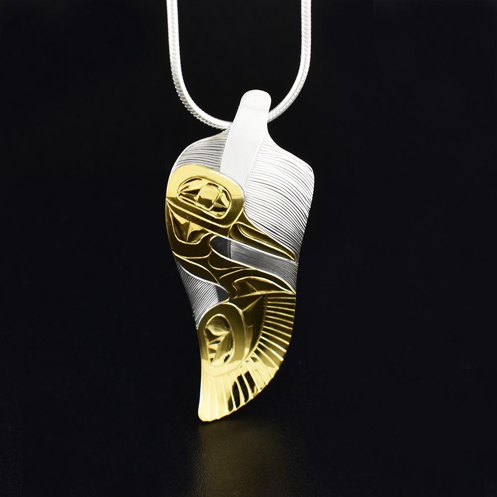 Gold Plated Heron Feather Pendant