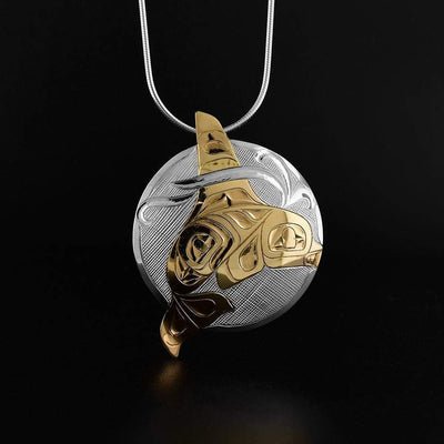 Gold and Silver Orca Pendant