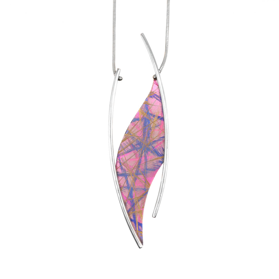 Pink Titanium Necklace handmade by artist Jean-Yves Nantel.