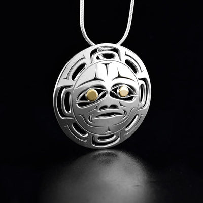 Sterling Silver and 18K Gold Moon Pendant