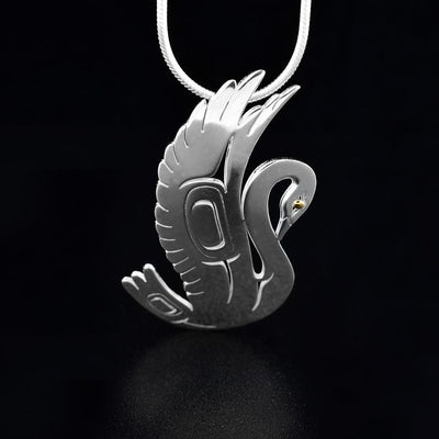 Sterling Silver and 18K Gold Swan Pendant
