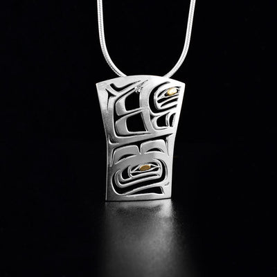 Edit  Small Gold and Silver Raven Box Crest Pendant