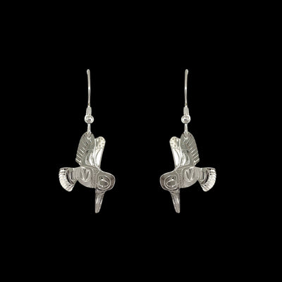 Silver Hummingbird Flight Earrings