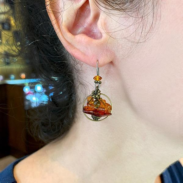 Elemental Amber Circle Earrings - Artina's Jewellery