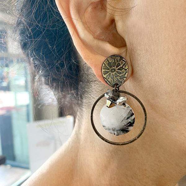 Silver Mist Round Earrings