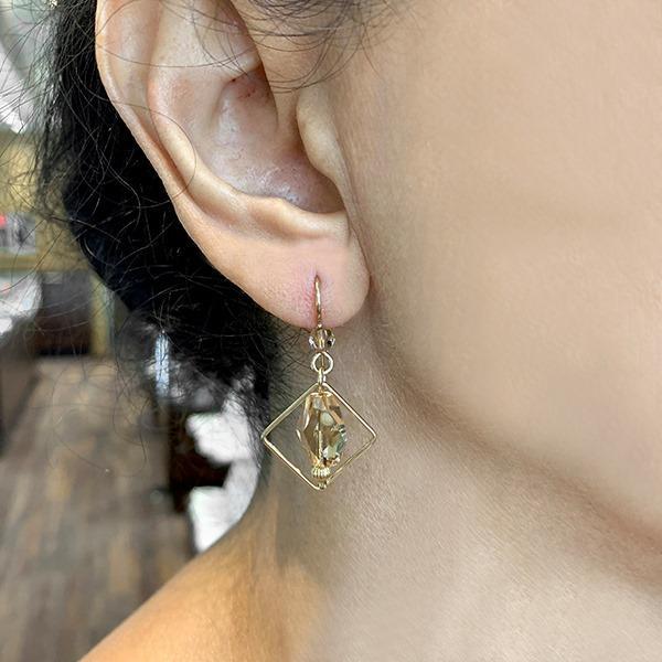 Champagne Cream Mini Diamond Earrings