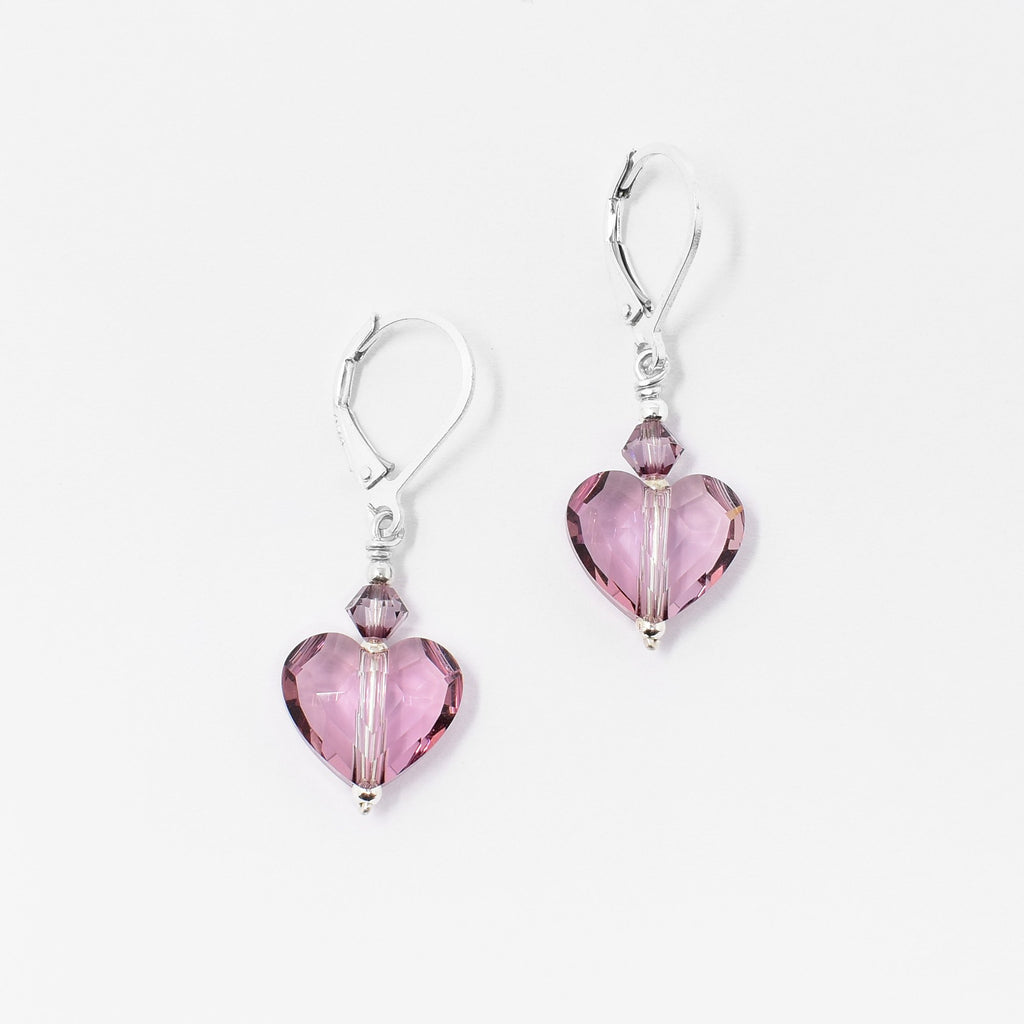 Swarovski pink heart earrings on sale
