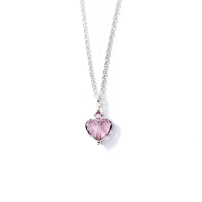 Antique Pink Swarovski Crystal Heart Necklace