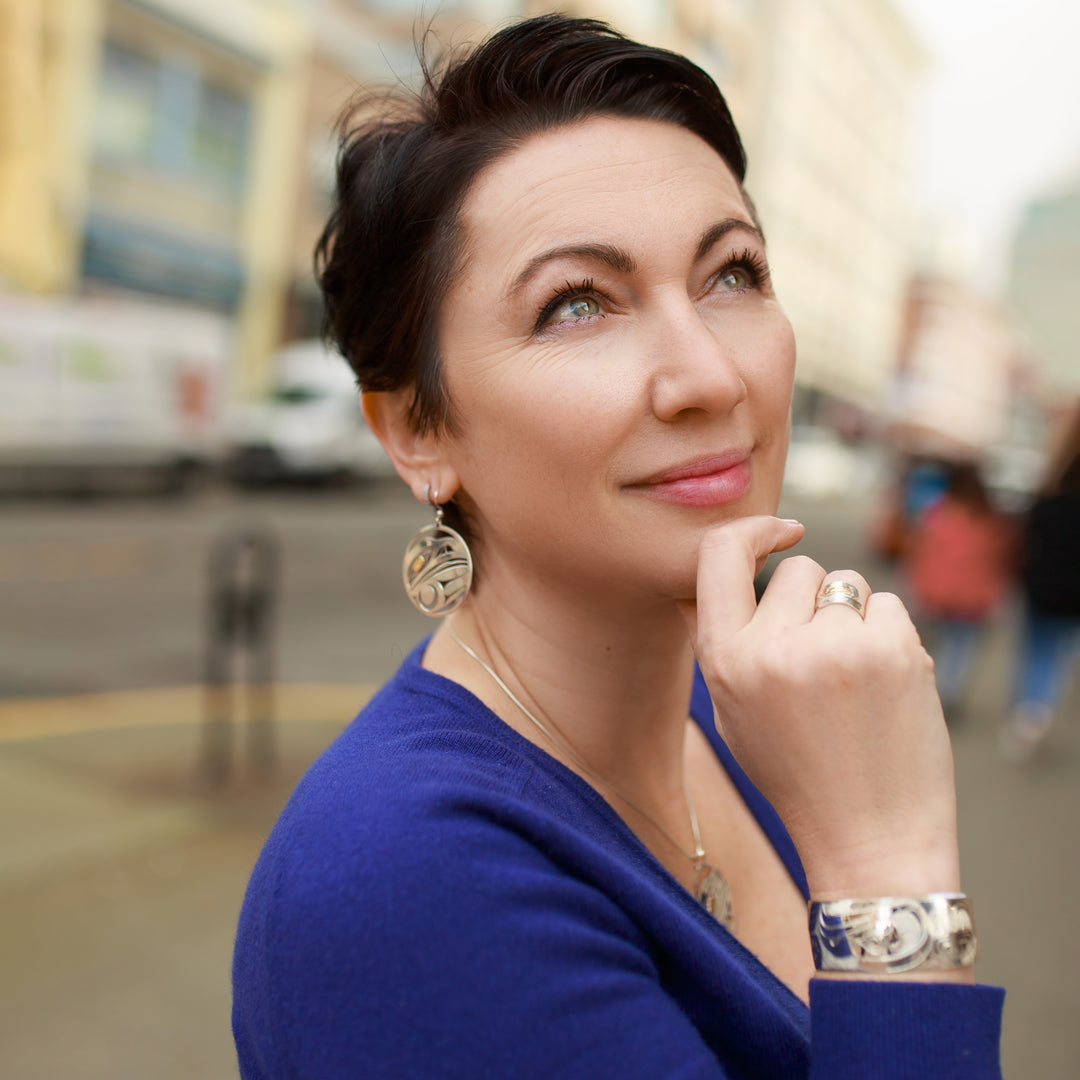Sterling Silver Round Raven Earrings - Artina's Jewellery