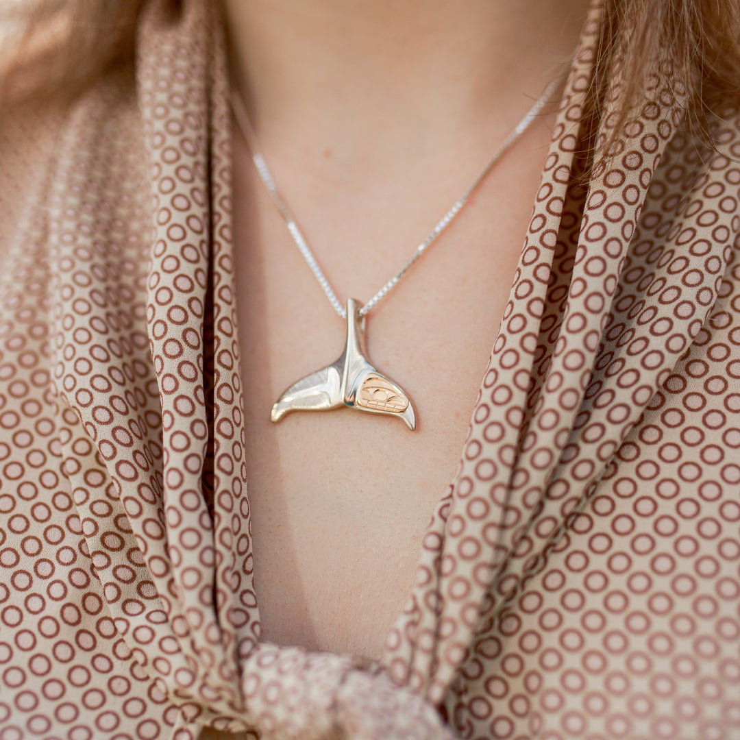 Silver and Half Gold Whale Tail - Artina's Jewellery