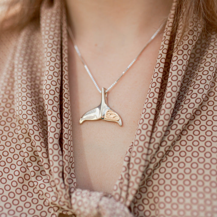 Silver and Half Gold Whale Tail - Artina's Jewellery