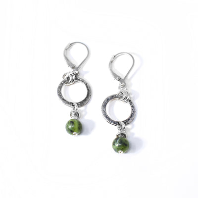 BC Jade Earrings with Antique Silver Rings