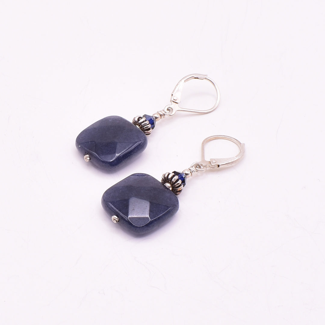 Blue Jade Square Earrings hand crafted by artist Karley Smith.