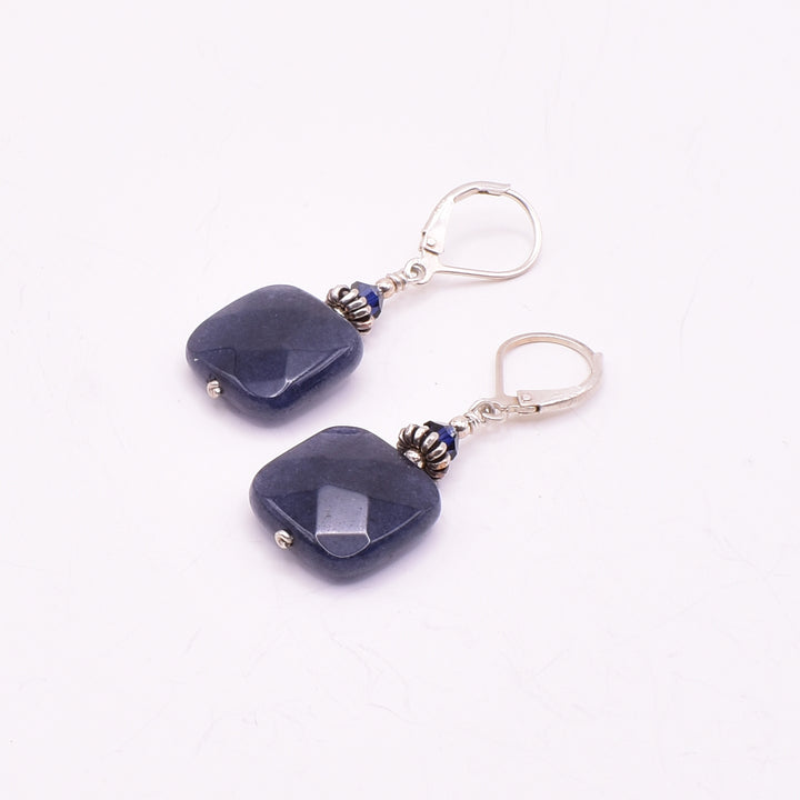 Blue Jade Square Earrings hand crafted by artist Karley Smith.