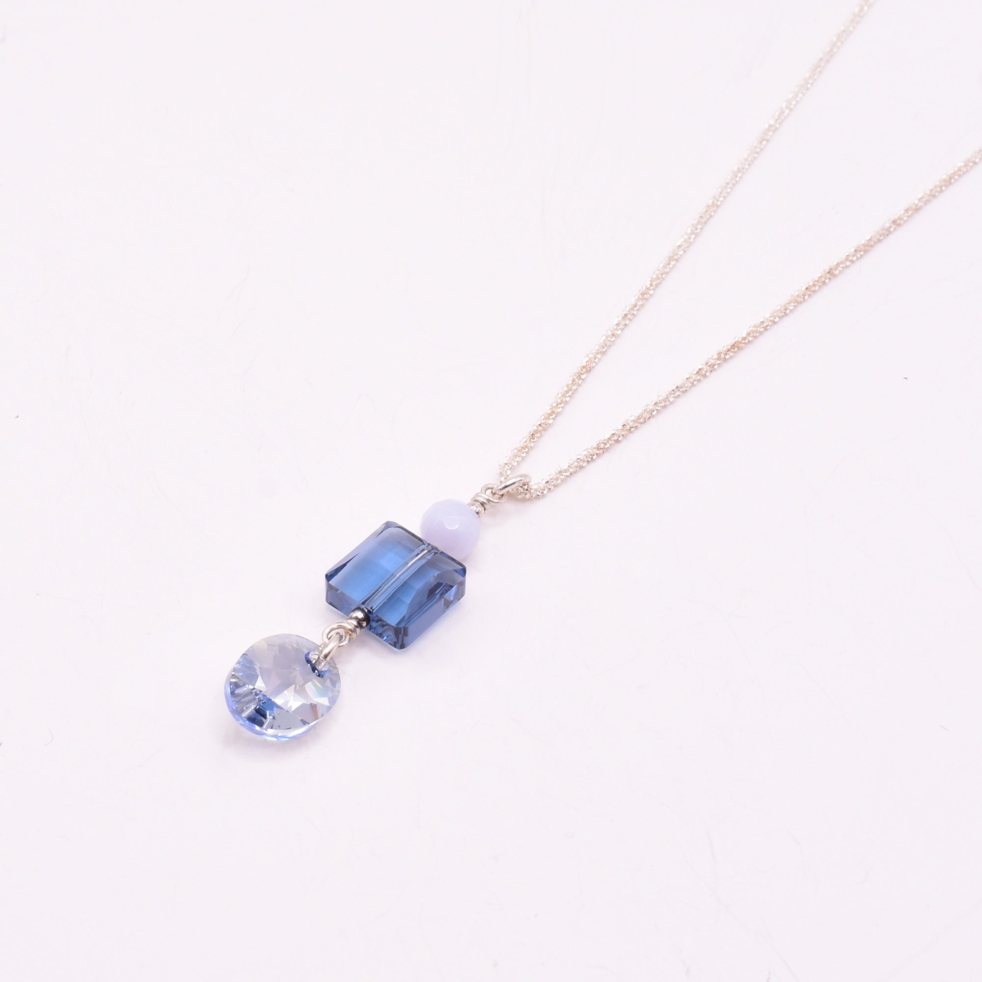 Swarovski Blue Crystal Necklace with Agate
