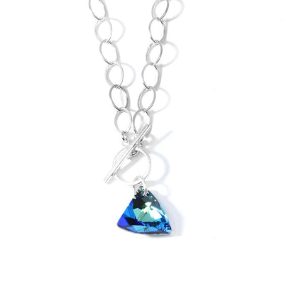 Blue Swarovski Crystal Pyramid Necklace