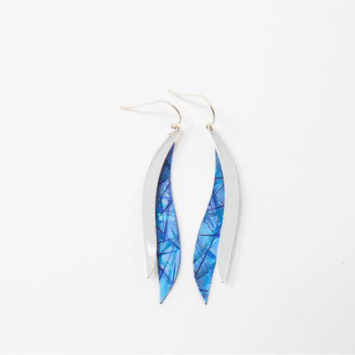Blue Titanium Wing Earrings