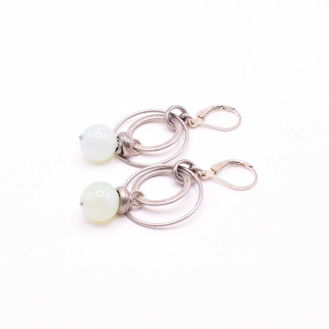 Chalcedony Earrings with Antique Silver Rings hand crafted by artist Karley Smith.