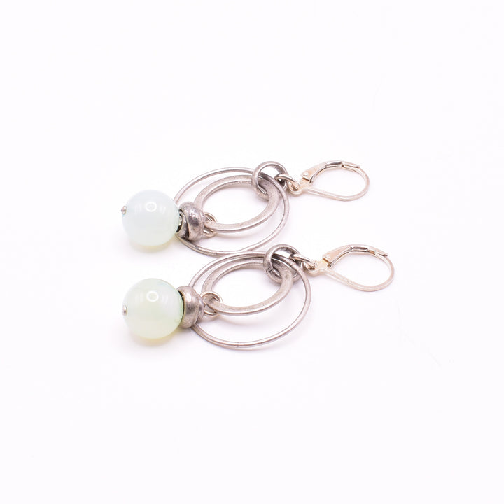 Chalcedony Earrings with Antique Silver Rings hand crafted by artist Karley Smith.