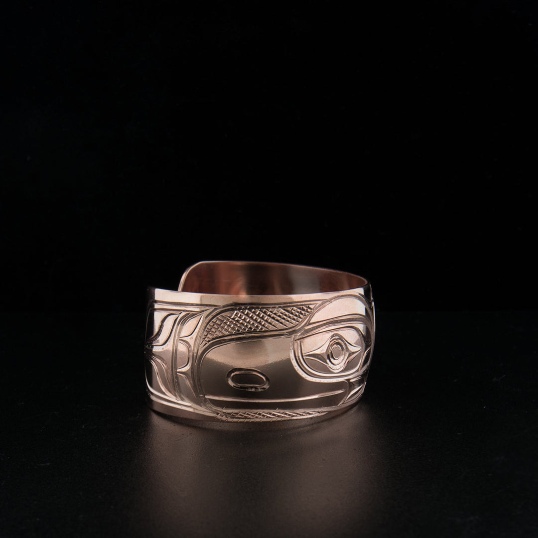 Copper double raven bracelet hand-carved
