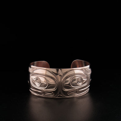 Copper double raven bracelet hand-carved