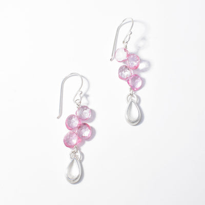 Teardrop Pink Topaz Drop Earrings