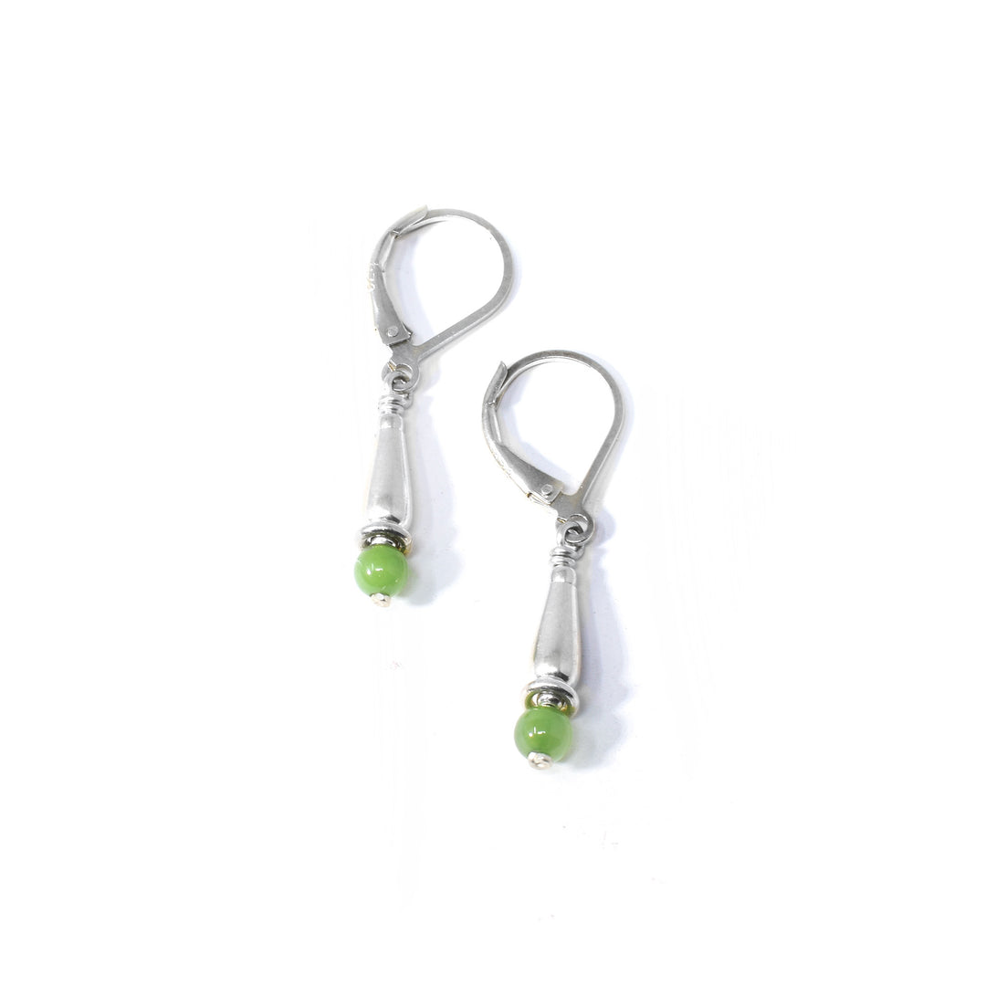 Delicate Sterling Silver BC Jade Earrings