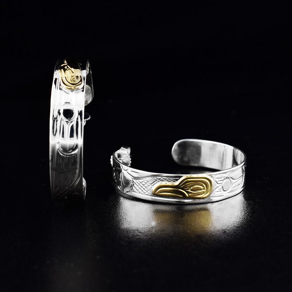 Sterling Silver and 14K Gold Hummingbird Hoop Earrings