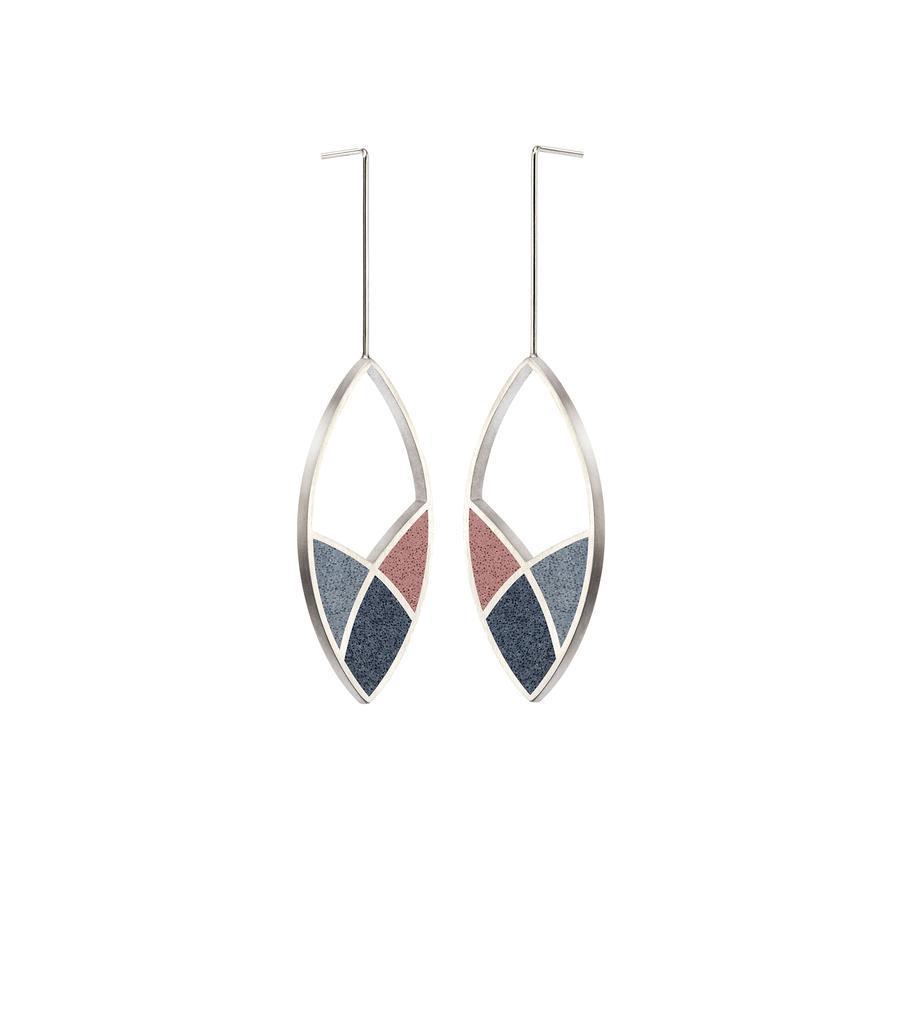 March Balloons - Leaf Concrete Earring Drops with Colour