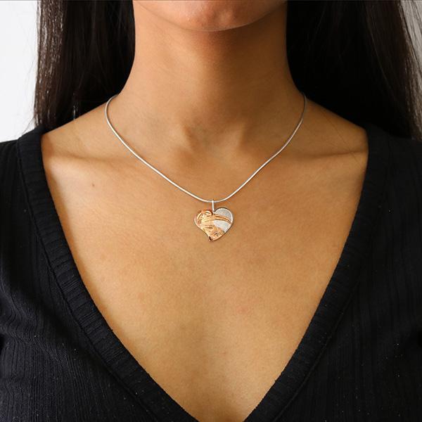 Sterling Silver and Gold Plated Hummingbird in Heart Pendant