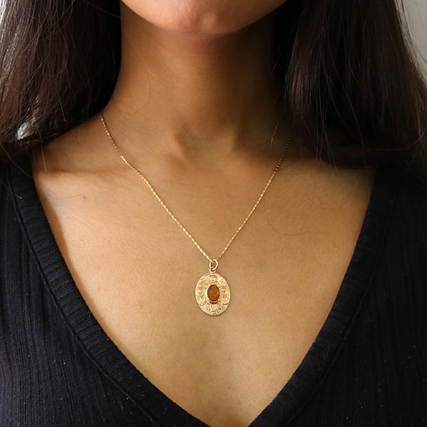 14K Gold Hummingbird Pendant with Ammolite