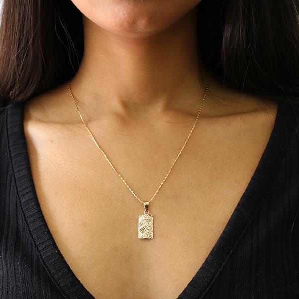 14K Gold Rectangular Orca Pendant